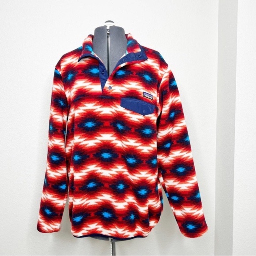 RARE Patagonia Red Wild Desert Synchilla Snap-T Fleece Pullover W Large
